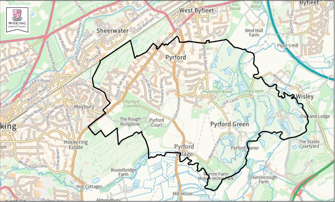 Pyrford Neibhour Area and proposed parish council area